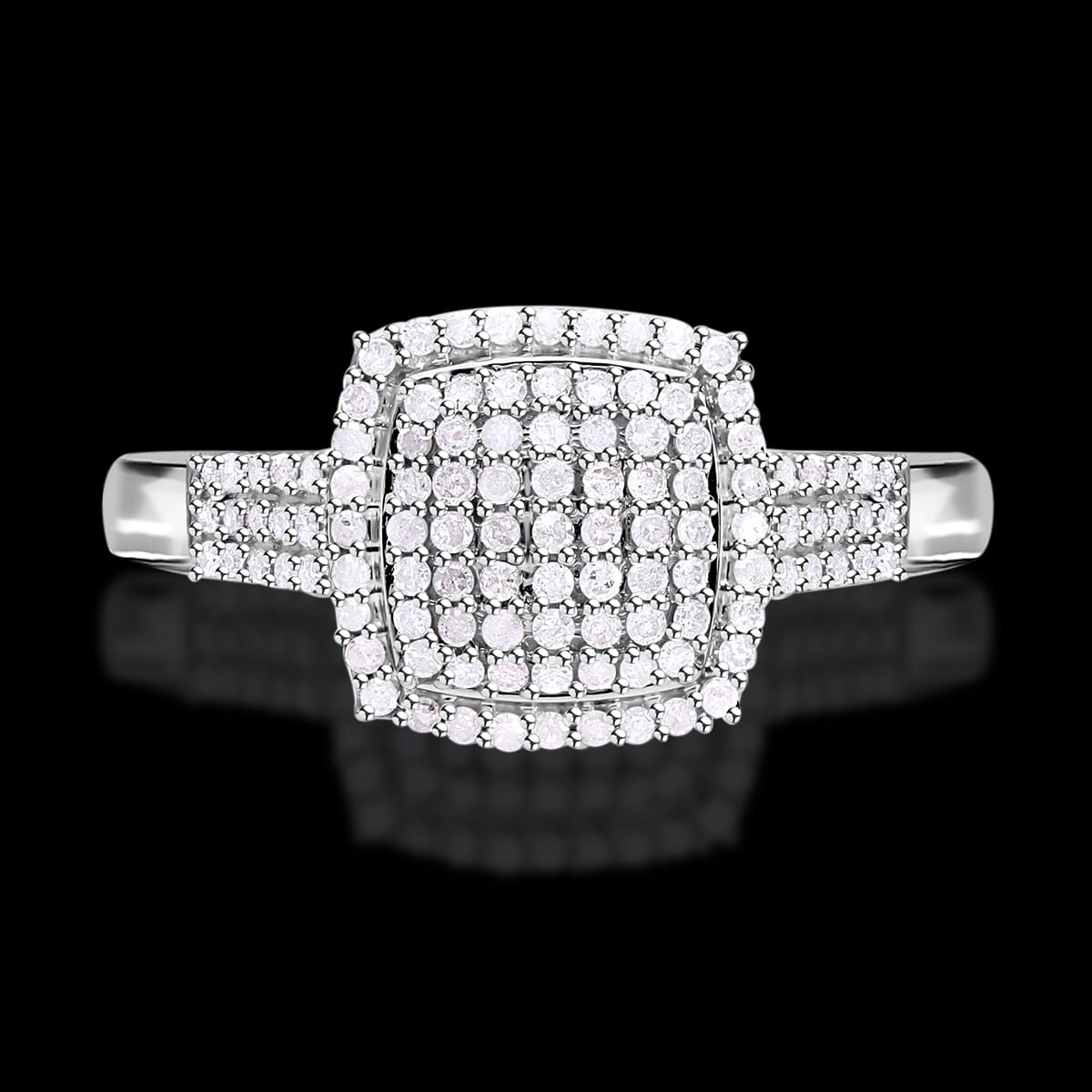 Diamond Art Deco 0.50 ctw Ring in Platinum Over Sterling Silver (Size 8.0)  image number 1