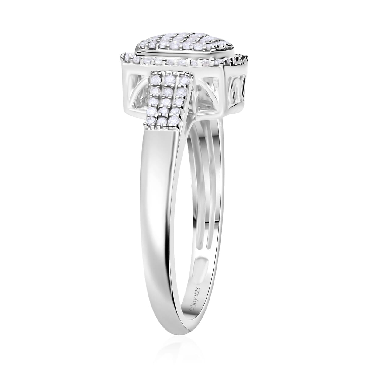 Diamond Art Deco 0.50 ctw Ring in Platinum Over Sterling Silver (Size 8.0)  image number 3