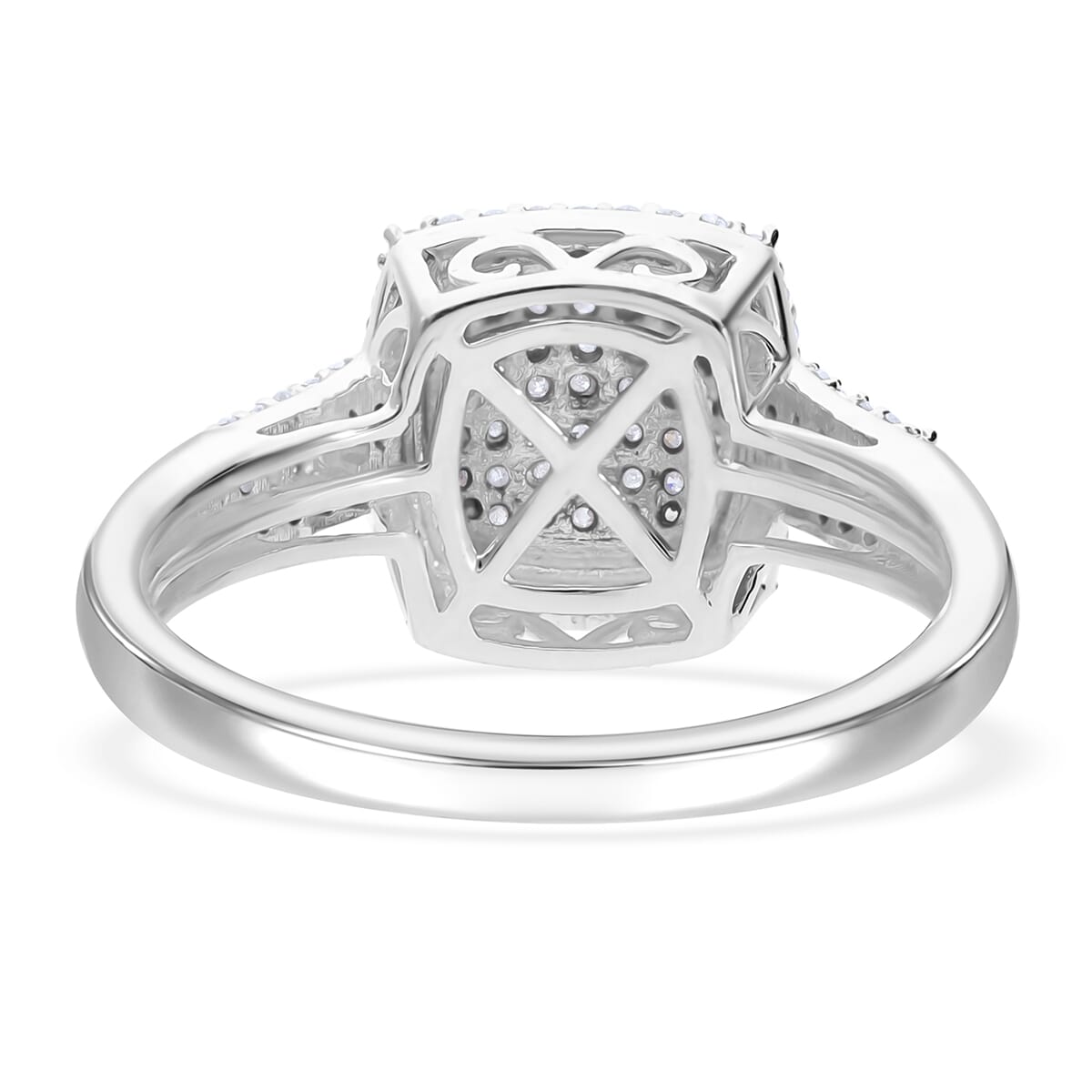 Diamond Art Deco 0.50 ctw Ring in Platinum Over Sterling Silver (Size 8.0)  image number 4