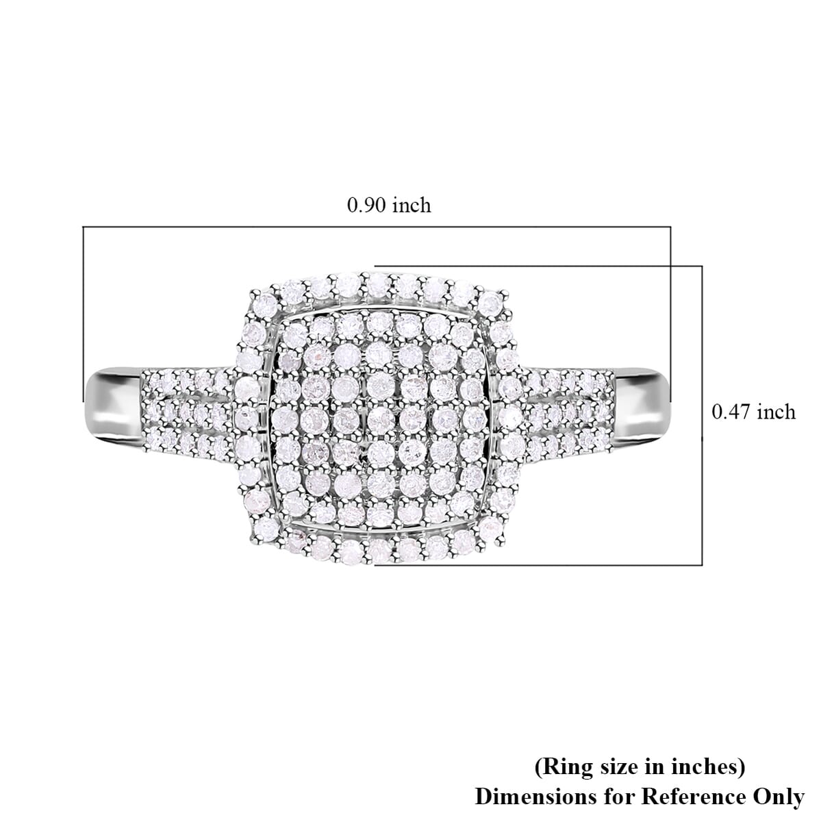 Diamond Art Deco 0.50 ctw Ring in Platinum Over Sterling Silver (Size 8.0)  image number 5