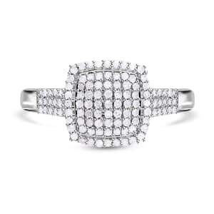 Diamond Art Deco 0.50 ctw Ring in Platinum Over Sterling Silver (Size 9.0) 