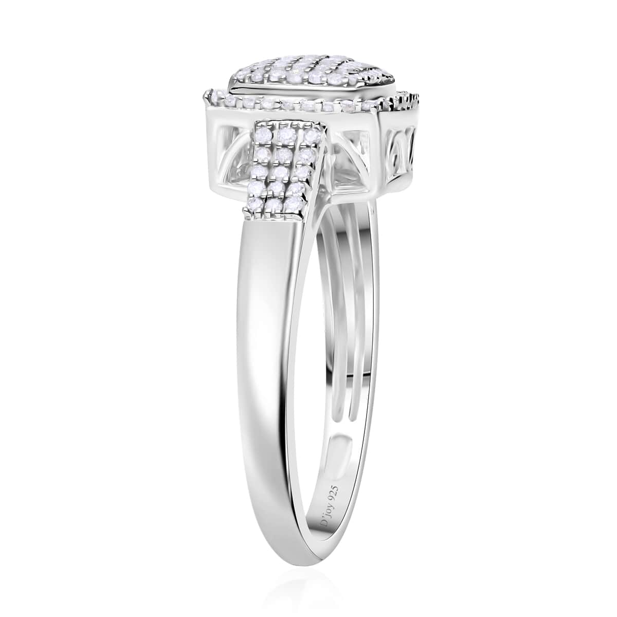 Diamond Art Deco 0.50 ctw Ring in Platinum Over Sterling Silver (Size 9.0)  image number 3