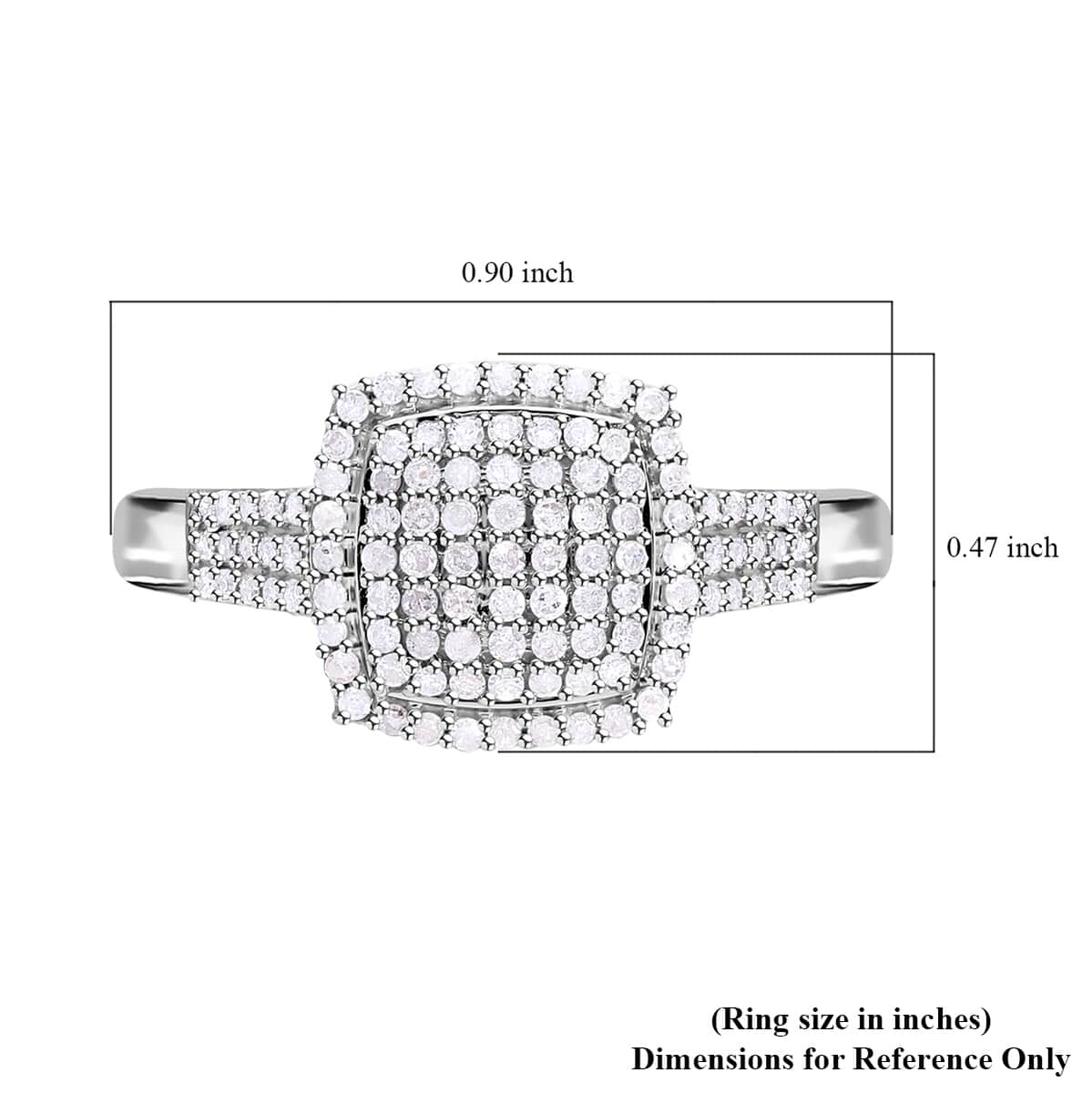 Diamond Art Deco 0.50 ctw Ring in Platinum Over Sterling Silver (Size 9.0)  image number 5