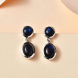 AAA Labradorite 7.00 ctw Earrings in Rhodium Over Sterling Silver