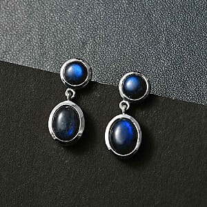 AAA Labradorite 7.00 ctw Earrings in Rhodium Over Sterling Silver