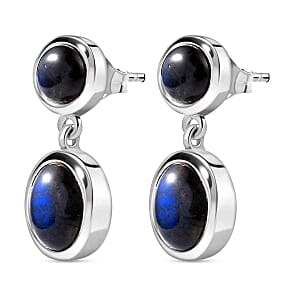 AAA Labradorite 7.00 ctw Earrings in Rhodium Over Sterling Silver