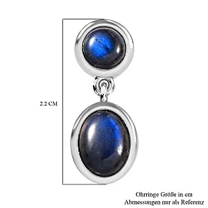 AAA Labradorite 7.00 ctw Earrings in Rhodium Over Sterling Silver