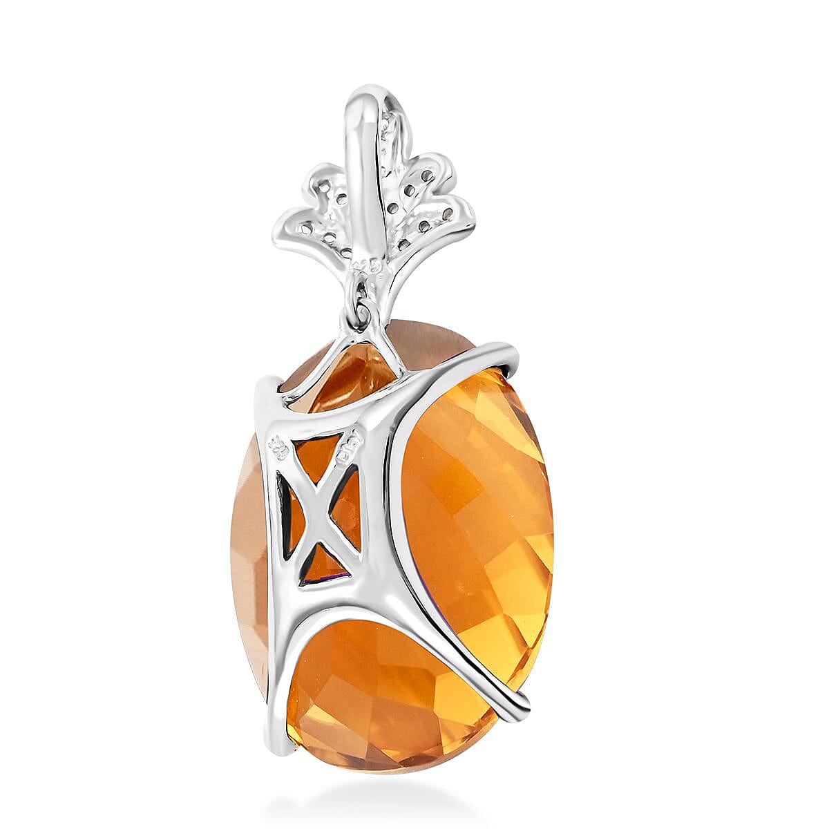 Mother's Day Gift AAA Brazilian Citrine and White Zircon Pendant in Platinum Over Sterling Silver 50.30 ctw image number 4