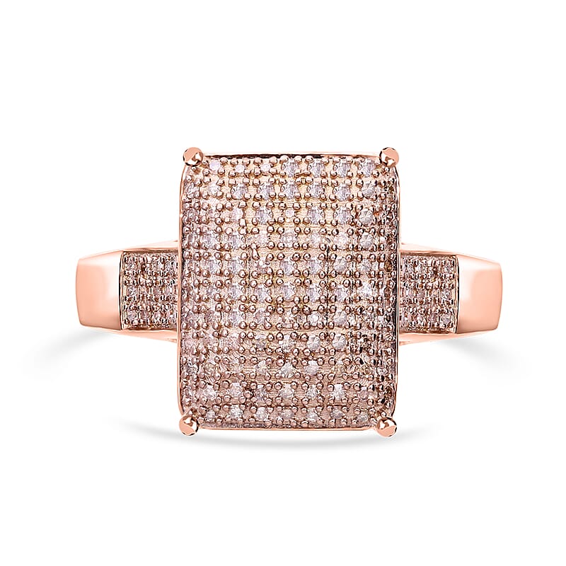Natural Champagne Diamond 0.50 ctw Ring in Vermeil Rose Gold Over Sterling Silver (Size 10.0)