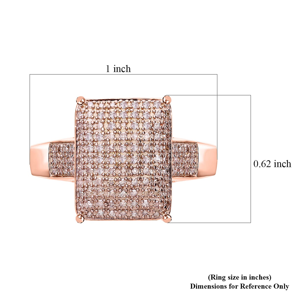 Natural Champagne Diamond 0.50 ctw Ring in Vermeil Rose Gold Over Sterling Silver (Size 10.0)