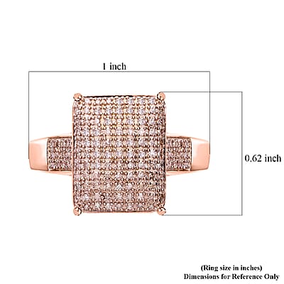 Natural Champagne Diamond 0.50 ctw Ring in Vermeil Rose Gold Over Sterling Silver (Size 10.0)