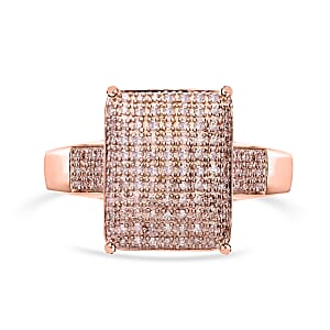 Natural Champagne Diamond 0.50 ctw Ring in Vermeil Rose Gold Over Sterling Silver (Size 7.0)