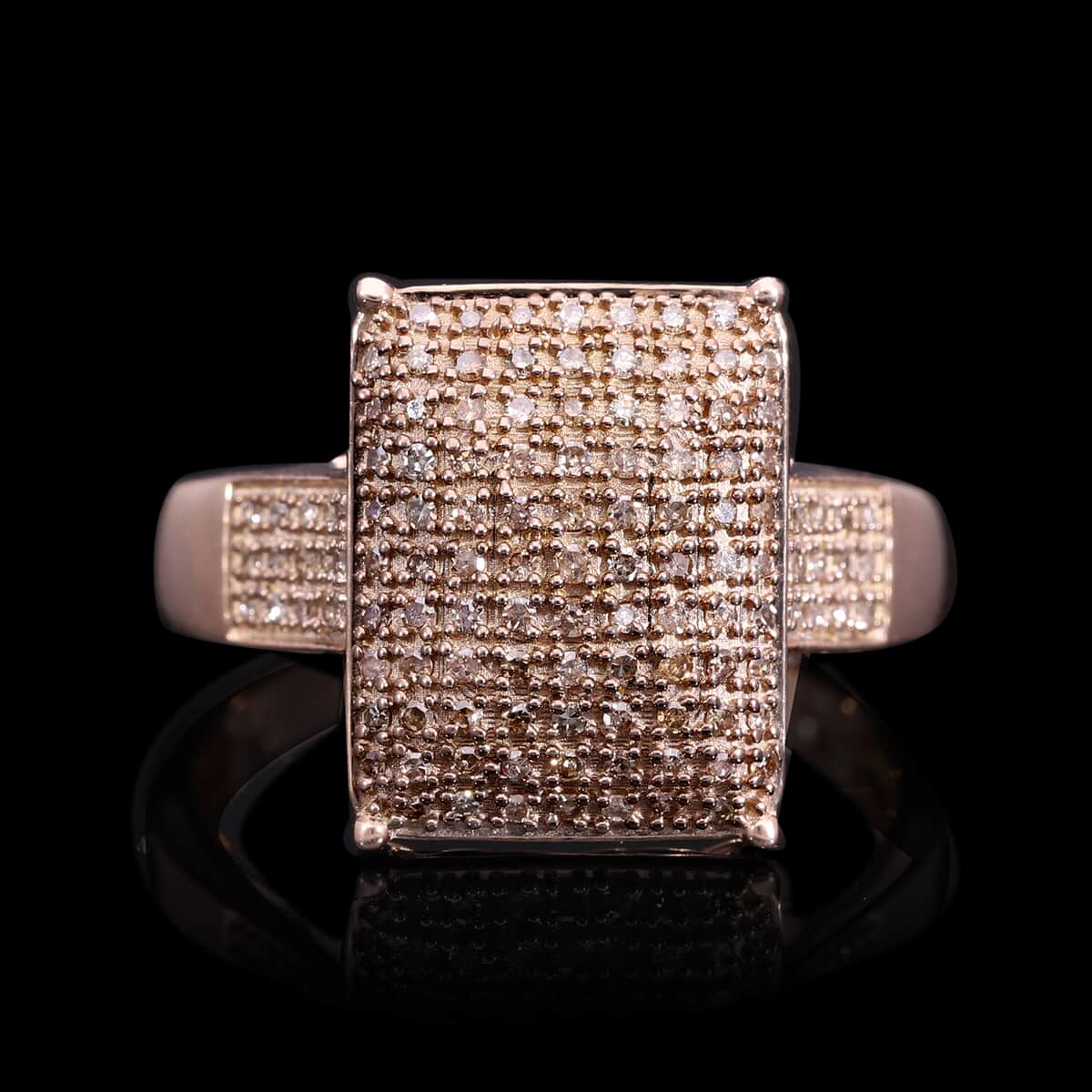 Natural Champagne Diamond 0.50 ctw Ring in Vermeil Rose Gold Over Sterling Silver (Size 8.0) image number 1