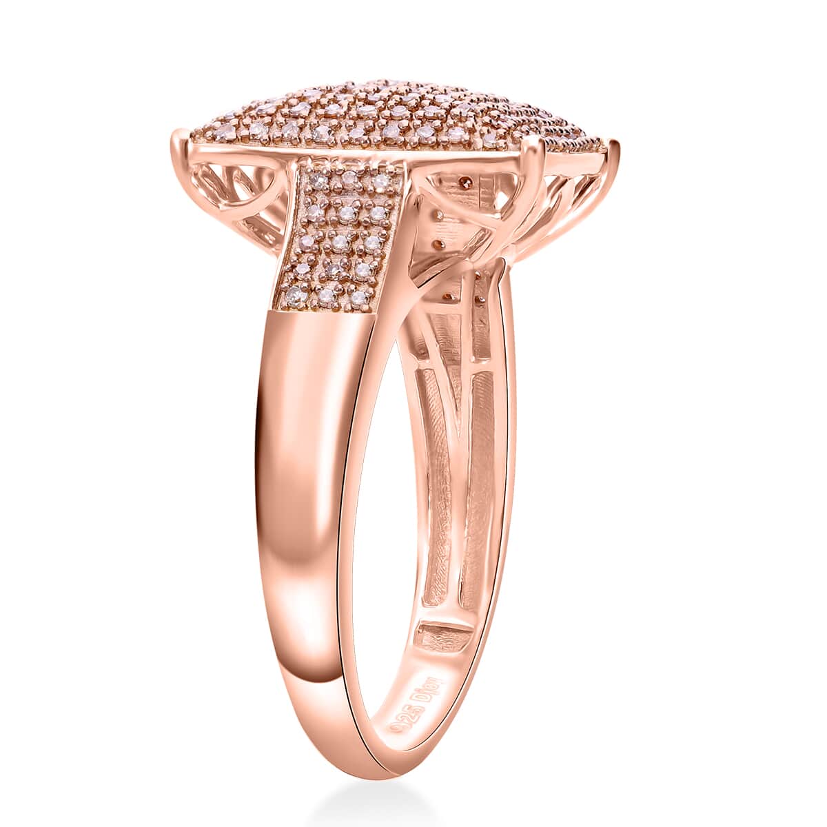 Natural Champagne Diamond 0.50 ctw Ring in Vermeil Rose Gold Over Sterling Silver (Size 8.0) image number 3