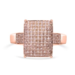 Natural Champagne Diamond 0.50 ctw Ring in Vermeil Rose Gold Over Sterling Silver (Size 9.0)