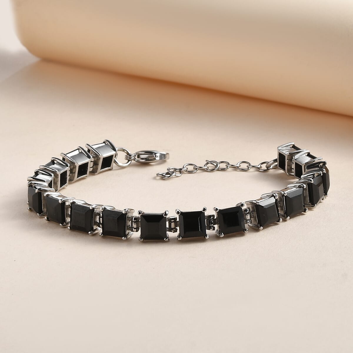 Thai Black Spinel Bracelet in Stainless Steel (6.50-8.0In) 28.50 ctw image number 1