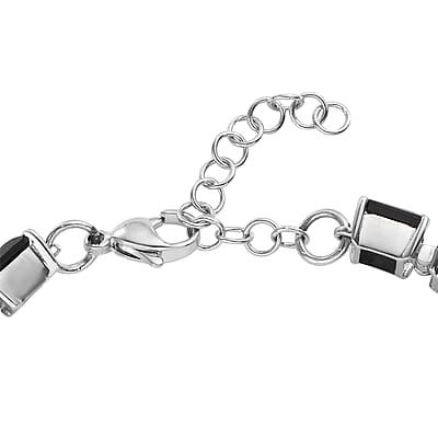 Thai Black Spinel Bracelet in Stainless Steel (6.50-8.0In) 28.50 ctw