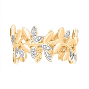 White Diamond Ring in Vermeil YG Over Sterling Silver (Size 8)