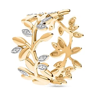 White Diamond Ring in Vermeil YG Over Sterling Silver (Size 8)