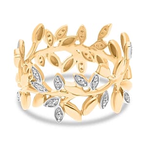 White Diamond Ring in Vermeil YG Over Sterling Silver (Size 8)