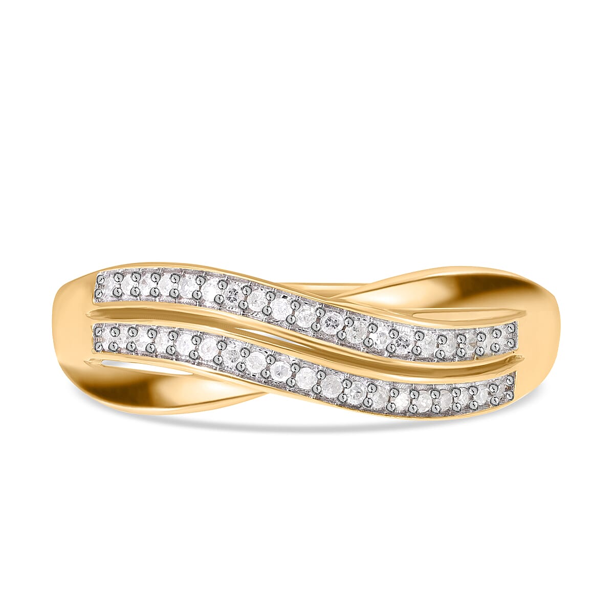 White Diamond 0.18 ctw Ring in 18K Vermeil Yellow Gold Over Sterling Silver (Size 9.0)