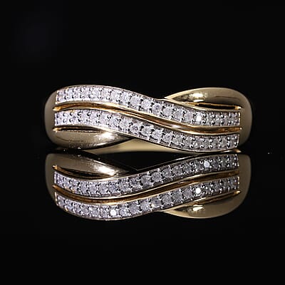 White Diamond 0.18 ctw Ring in 18K Vermeil Yellow Gold Over Sterling Silver (Size 9.0)
