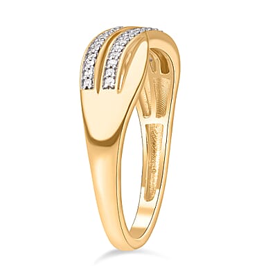 White Diamond 0.18 ctw Ring in 18K Vermeil Yellow Gold Over Sterling Silver (Size 9.0)