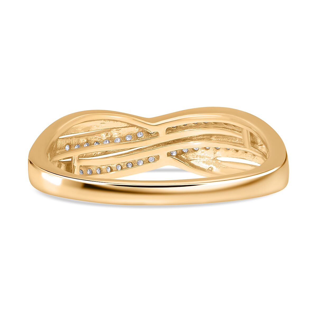 White Diamond 0.18 ctw Ring in 18K Vermeil Yellow Gold Over Sterling Silver (Size 9.0)