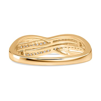 White Diamond 0.18 ctw Ring in 18K Vermeil Yellow Gold Over Sterling Silver (Size 9.0)