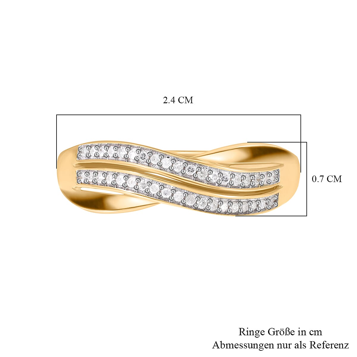 White Diamond 0.18 ctw Ring in 18K Vermeil Yellow Gold Over Sterling Silver (Size 9.0)