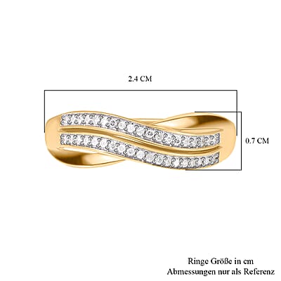 White Diamond 0.18 ctw Ring in 18K Vermeil Yellow Gold Over Sterling Silver (Size 9.0)