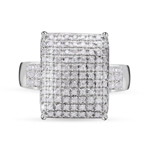 Diamond 0.50 ctw Ring in Platinum Over Sterling Silver (Size 8.0)