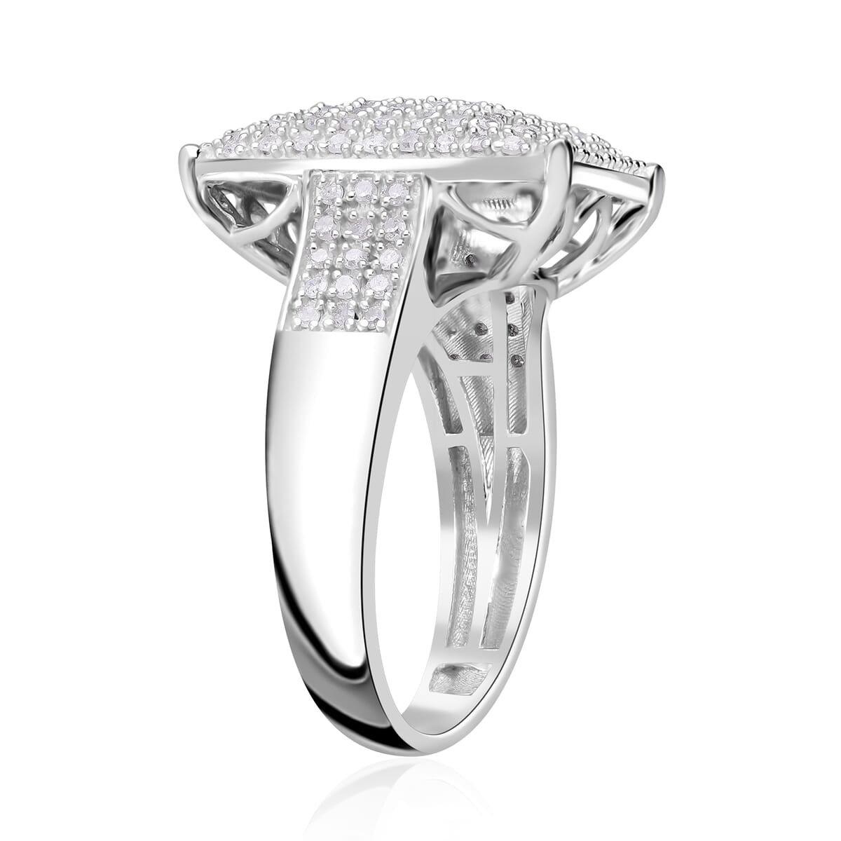 Diamond 0.50 ctw Ring in Platinum Over Sterling Silver (Size 9.0) image number 3