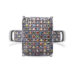 Multi Diamond 0.50 ctw Ring in Platinum Over Sterling Silver (Size 7.0)