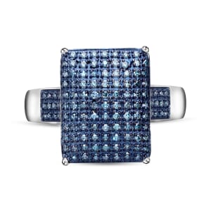 Blue Diamond 0.50 ctw Ring in Platinum Over Sterling Silver (Size 6.0)