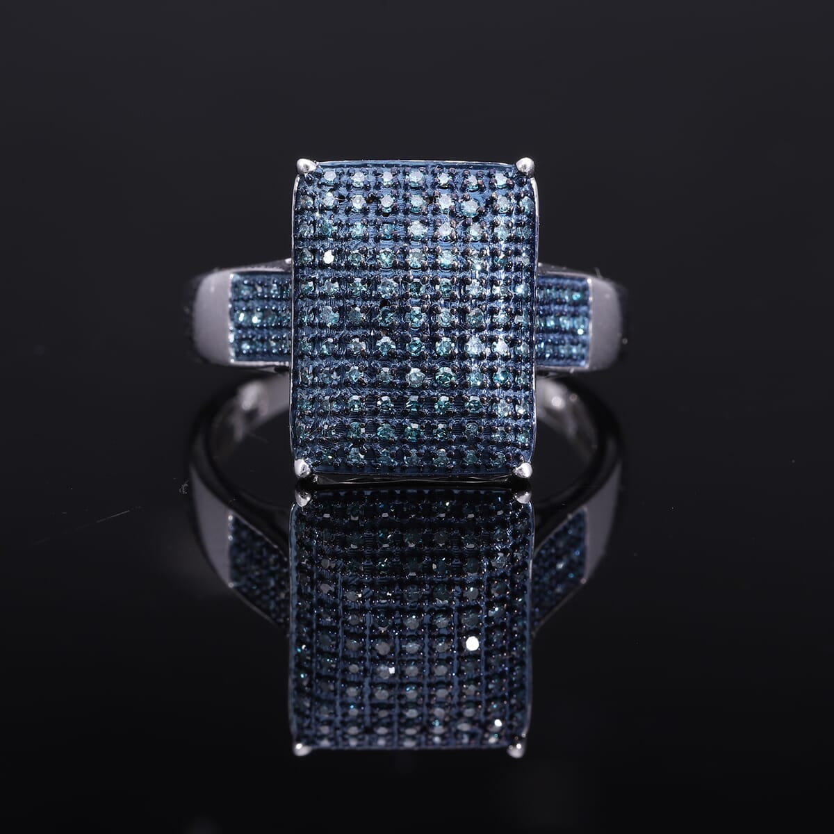 Blue Diamond 0.50 ctw Ring in Platinum Over Sterling Silver (Size 6.0) image number 1