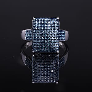 Blue Diamond 0.50 ctw Ring in Platinum Over Sterling Silver (Size 6.0)