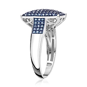 Blue Diamond 0.50 ctw Ring in Platinum Over Sterling Silver (Size 6.0)