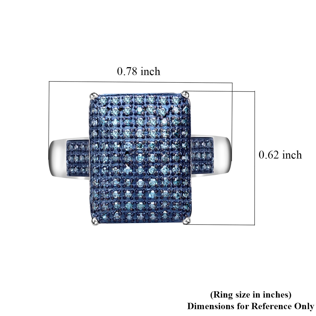 Blue Diamond 0.50 ctw Ring in Platinum Over Sterling Silver (Size 6.0) image number 5