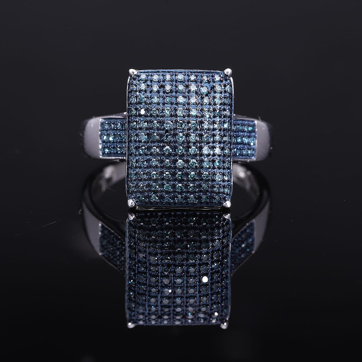 Blue Diamond 0.50 ctw Ring in Platinum Over Sterling Silver (Size 9.0) image number 1