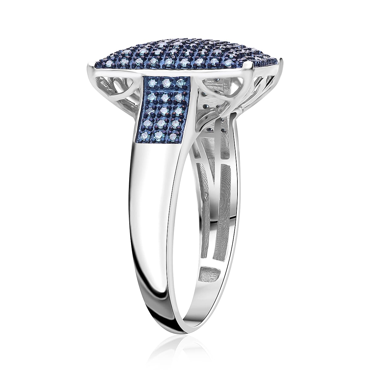 Blue Diamond 0.50 ctw Ring in Platinum Over Sterling Silver (Size 9.0) image number 3