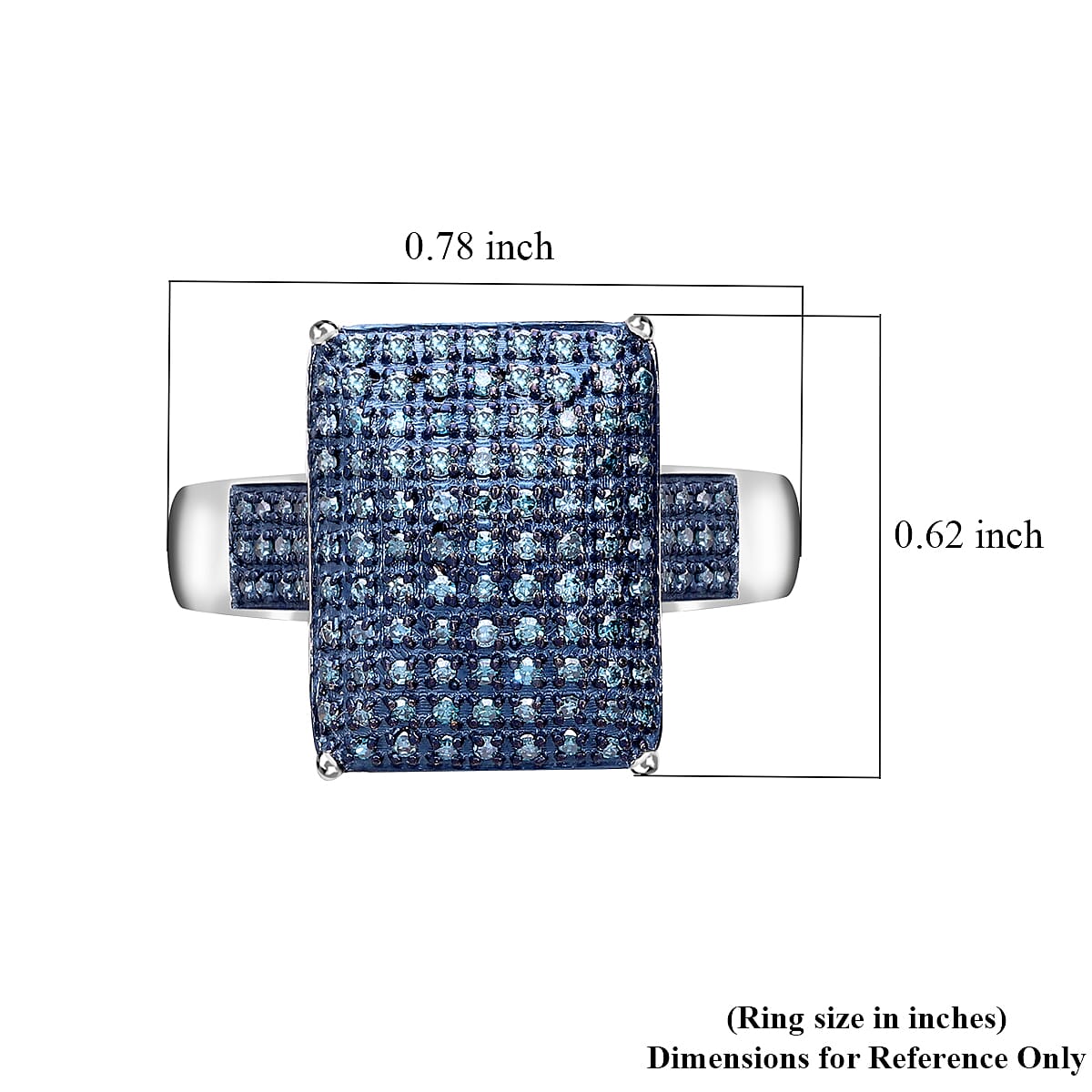 Blue Diamond 0.50 ctw Ring in Platinum Over Sterling Silver (Size 9.0) image number 5
