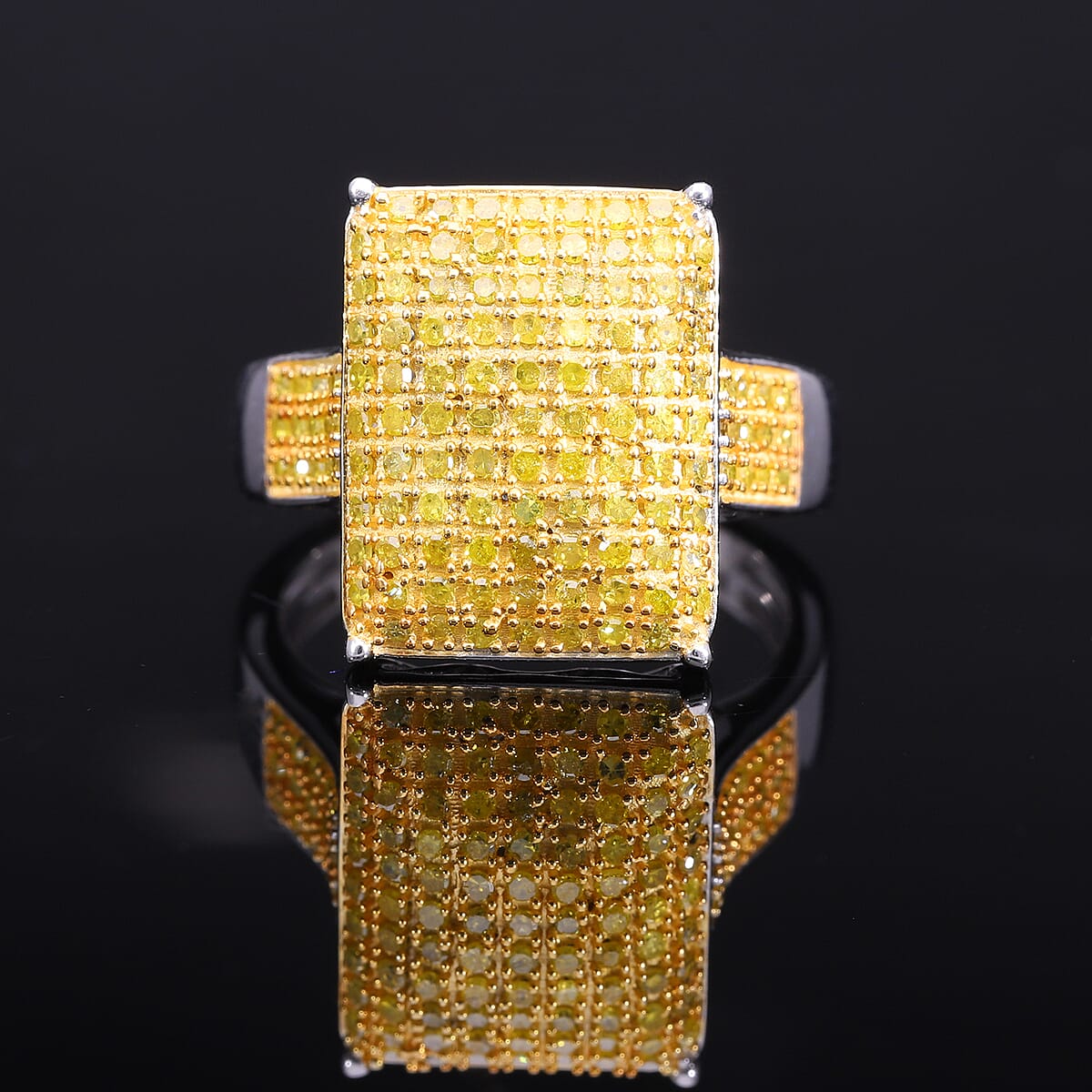 Yellow Diamond 0.50 ctw Ring in Rhodium and Platinum Over Sterling Silver (Size 8.0) image number 1