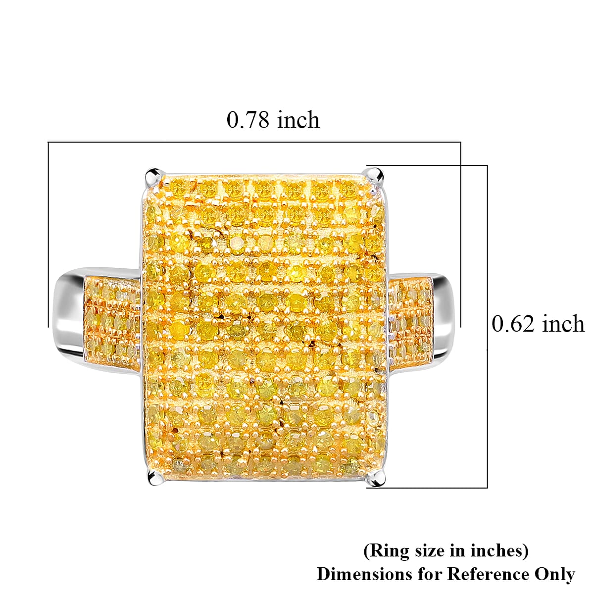 Yellow Diamond 0.50 ctw Ring in Rhodium and Platinum Over Sterling Silver (Size 8.0) image number 5