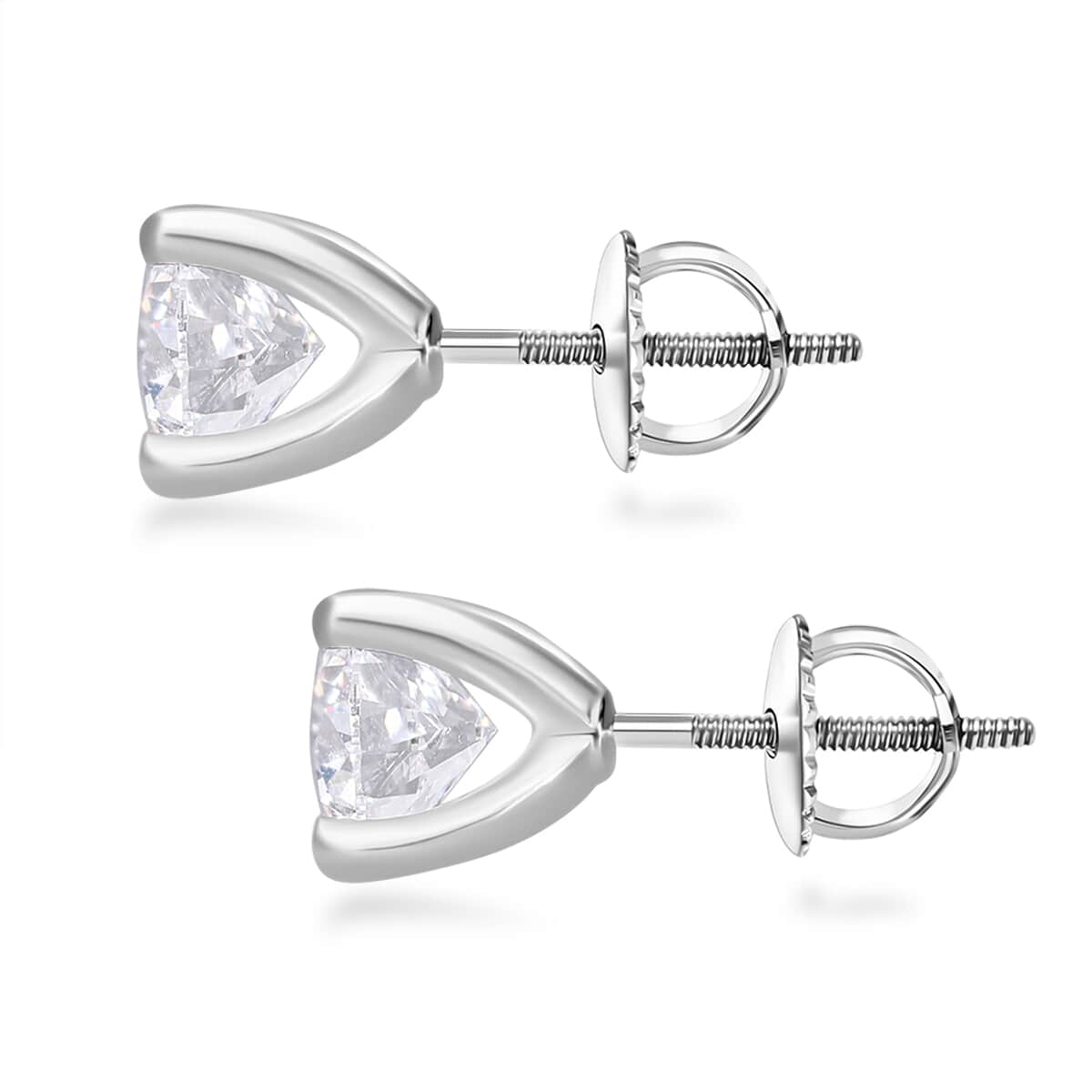 950 Platinum Luxuriant Lab Grown Diamond G VS Solitaire Stud Earrings 3.00 ctw image number 3