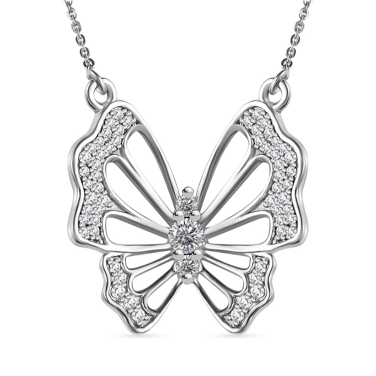 GP White Diamond 0.52 ctw Necklace in Rhodium Over Sterling Silver (18 Inches)
