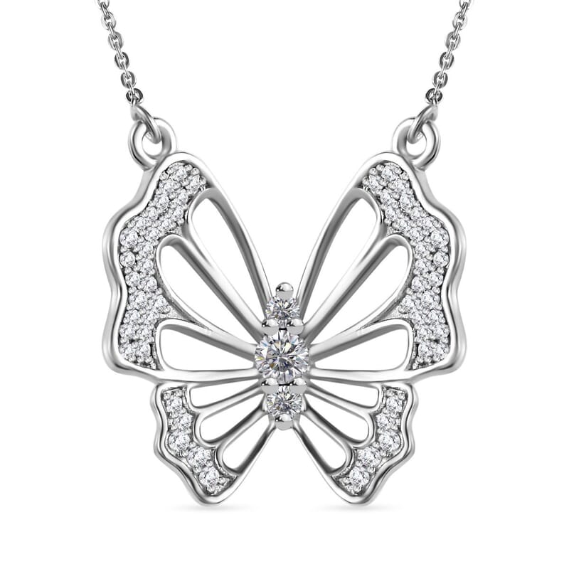GP White Diamond 0.52 ctw Necklace in Rhodium Over Sterling Silver (18 Inches)