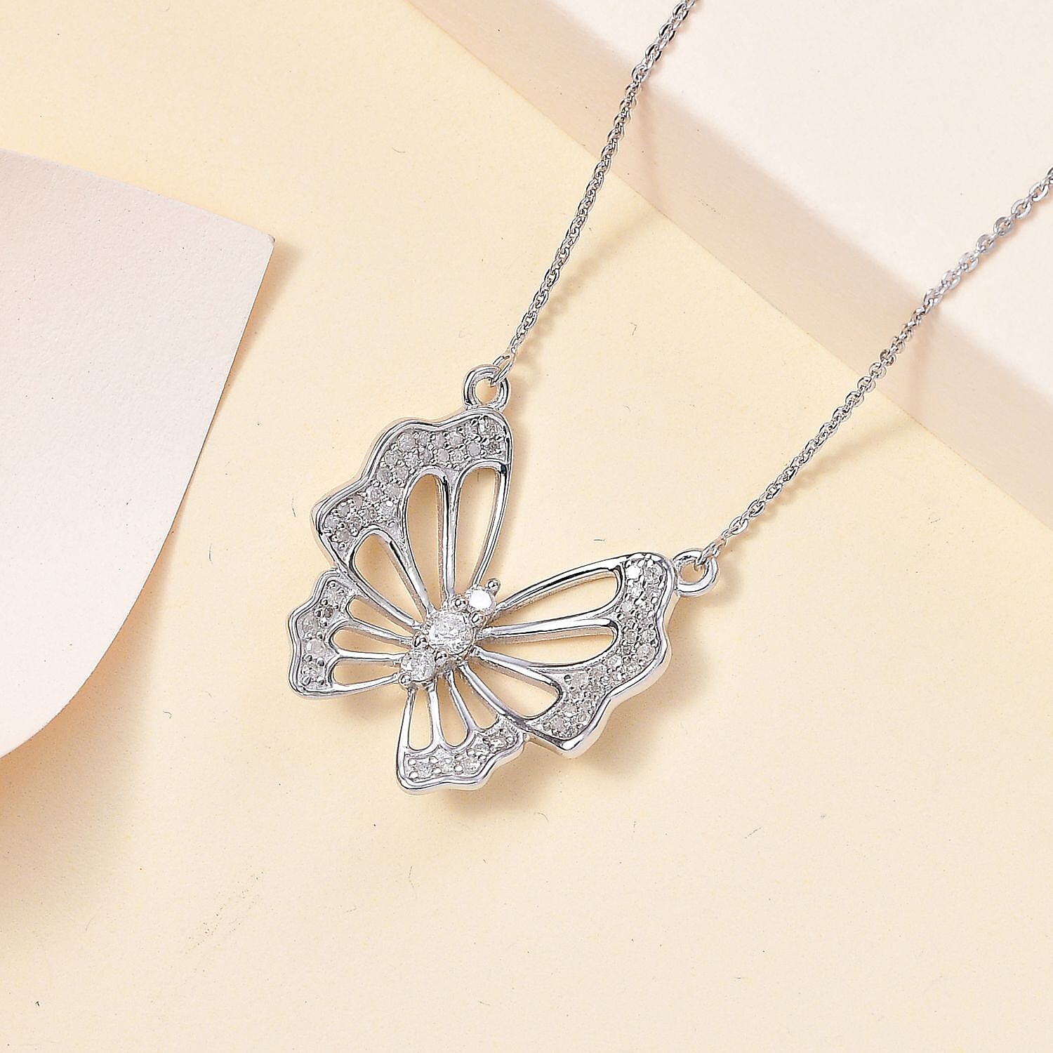 GP White Diamond 0.52 ctw Necklace in Rhodium Over Sterling Silver (18 Inches)
