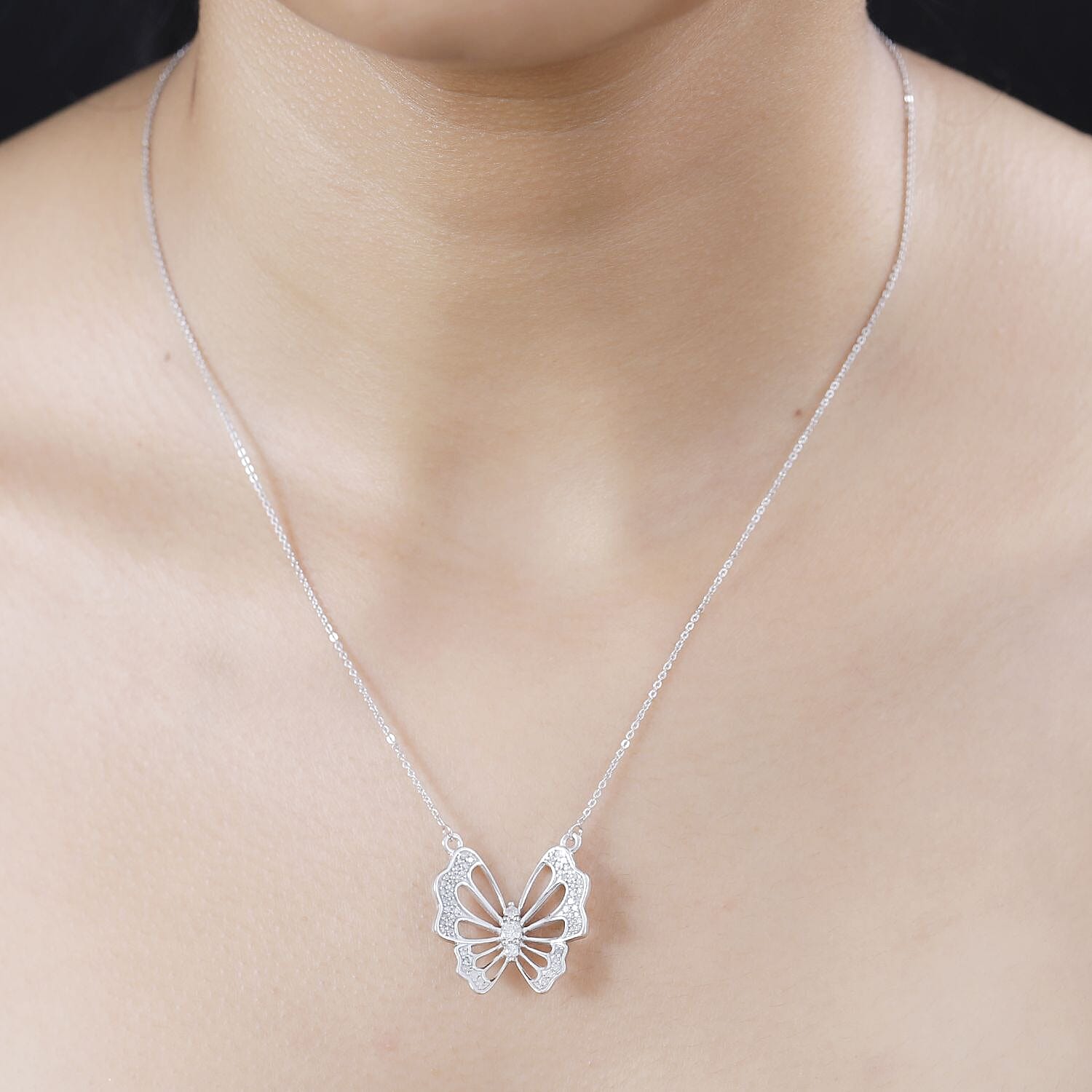 GP White Diamond 0.52 ctw Necklace in Rhodium Over Sterling Silver (18 Inches)