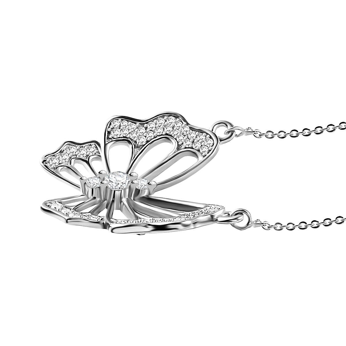 GP White Diamond 0.52 ctw Necklace in Rhodium Over Sterling Silver (18 Inches)